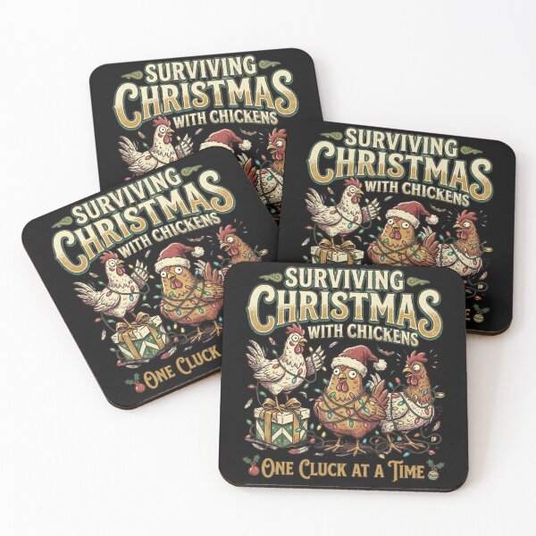 Item preview, Surviving Christmas With Chickens One Cluck At A Time Funny Poultry Farmer Holiday Gift designed and sold by raedattia.