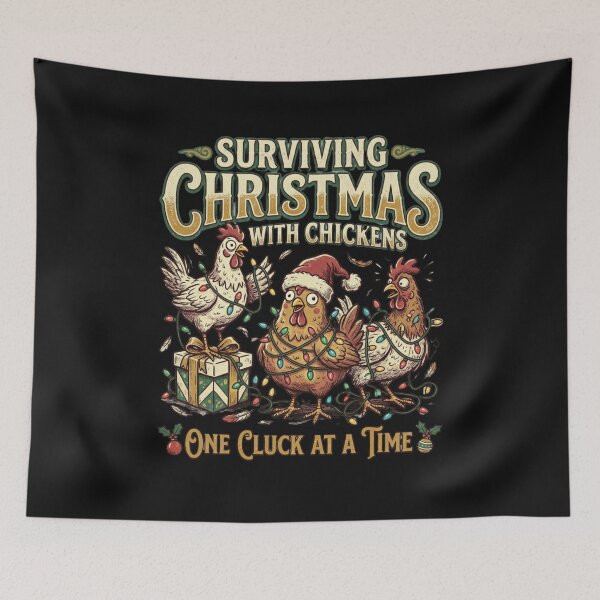 Item preview, Surviving Christmas With Chickens One Cluck At A Time Funny Poultry Farmer Holiday Gift designed and sold by raedattia.