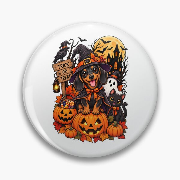 Item preview, Halloween Dachshund Witch Trick or Treat Pumpkin designed and sold by afr-saad.