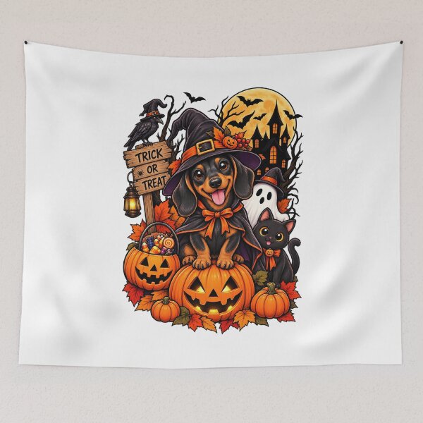 Item preview, Halloween Dachshund Witch Trick or Treat Pumpkin designed and sold by afr-saad.