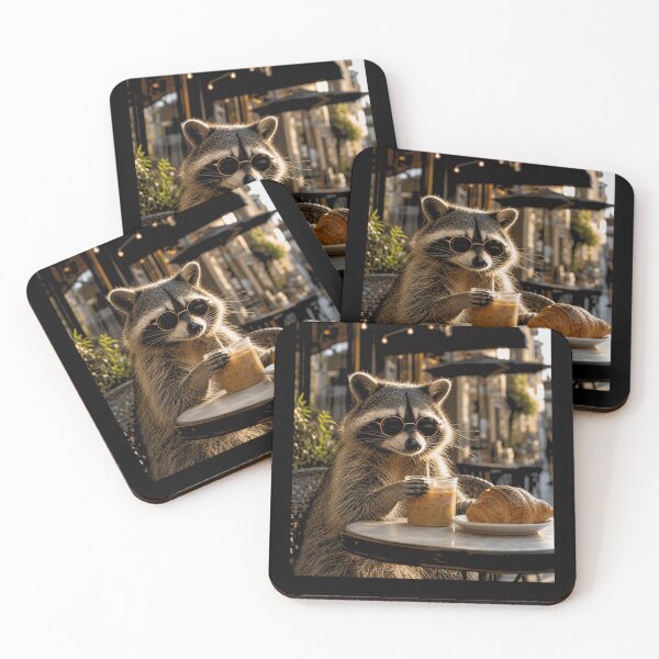 Item preview, Funny Raccoon Drinking Iced Coffee designed and sold by borutawear.