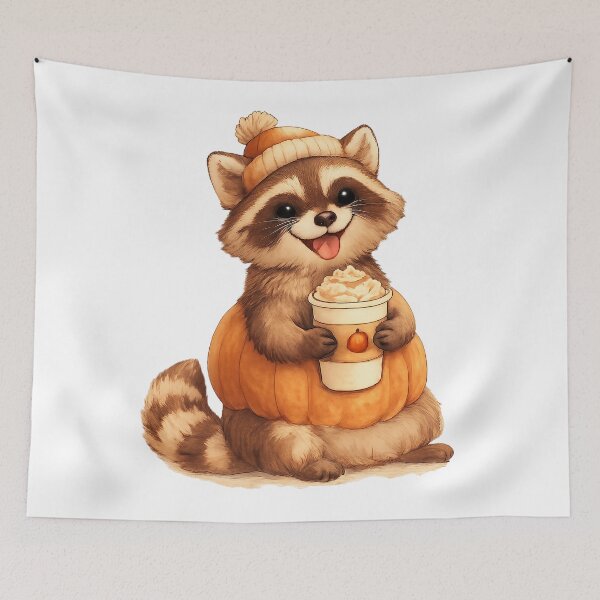 Item preview, Raccoon Pumpkin Spice Latte Design | Cute Fall Trash Panda Tee designed and sold by MOCH- ART.