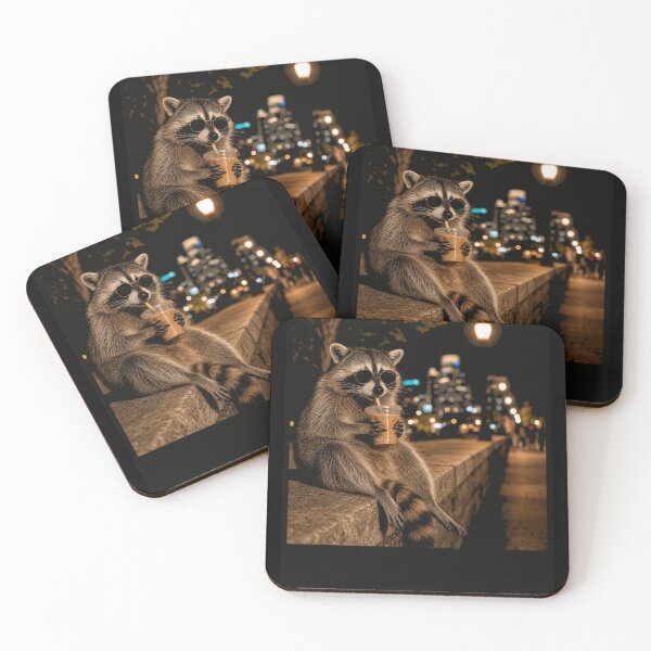 Item preview, Funny Raccoon Drinking Iced Coffee designed and sold by borutawear.