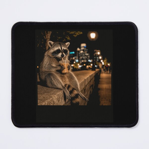 Item preview, Funny Raccoon Drinking Iced Coffee designed and sold by borutawear.