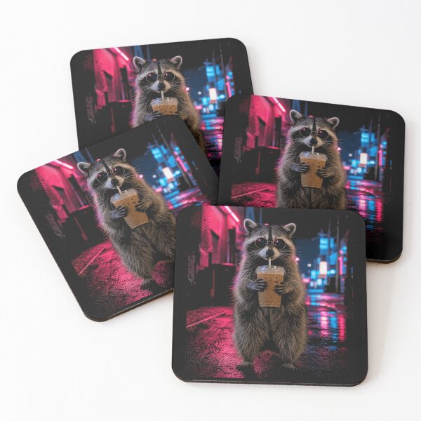 Item preview, Funny Raccoon Drinking Iced Coffee designed and sold by borutawear.