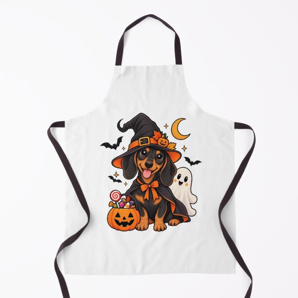 Item preview, Cute Halloween Dachshund Witch with Ghost and Pumpkin designed and sold by afr-saad.