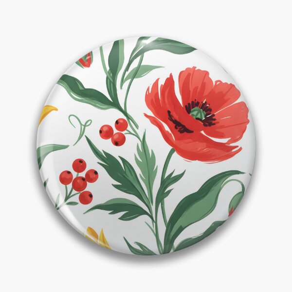 Item preview,  Red Poppy & Yellow Tulip Botanical - Vintage Garden Floral designed and sold by Ela Art Space .