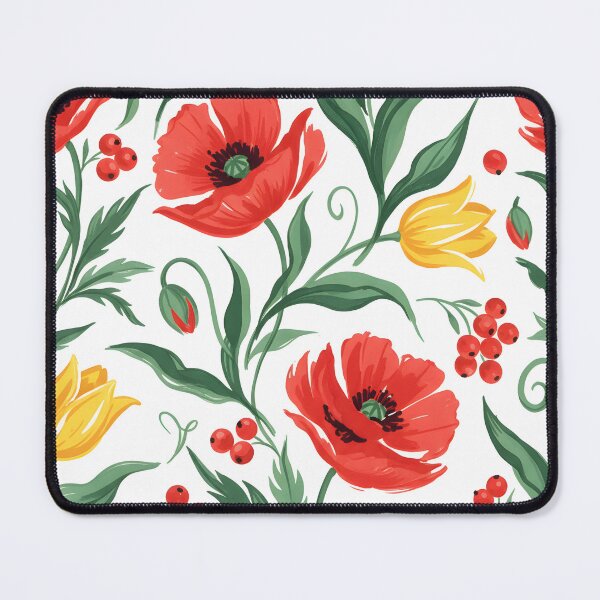 Item preview, Red Poppy & Yellow Tulip Botanical - Vintage Garden Floral designed and sold by Ela Art Space .