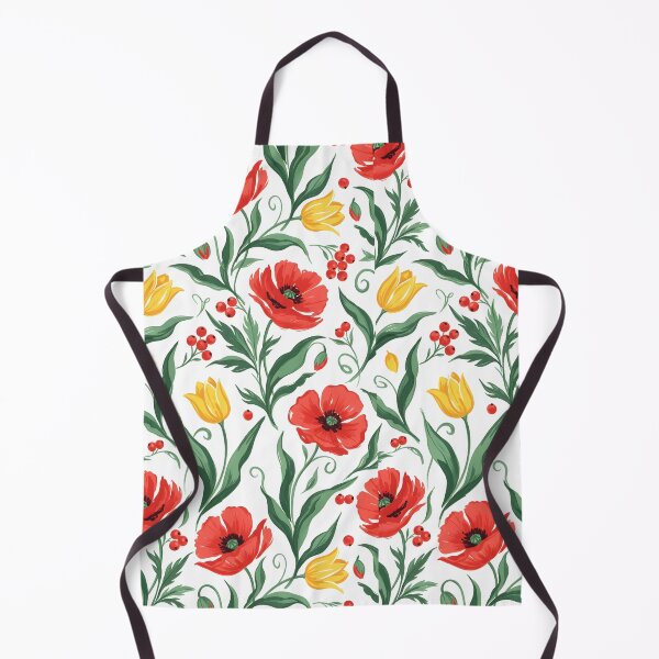 Item preview, Red Poppy & Yellow Tulip Botanical - Vintage Garden Floral designed and sold by Ela Art Space .