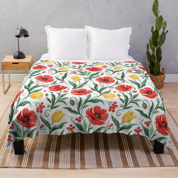 Item preview, Red Poppy & Yellow Tulip Botanical - Vintage Garden Floral designed and sold by Ela Art Space .