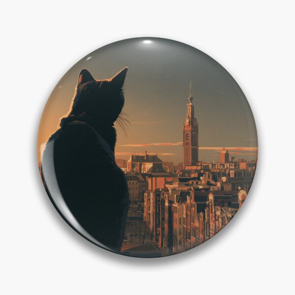 Item preview, Retro Amsterdam Black Cat Travel Poster Vintage Netherlands Canal Art designed and sold by ROD.