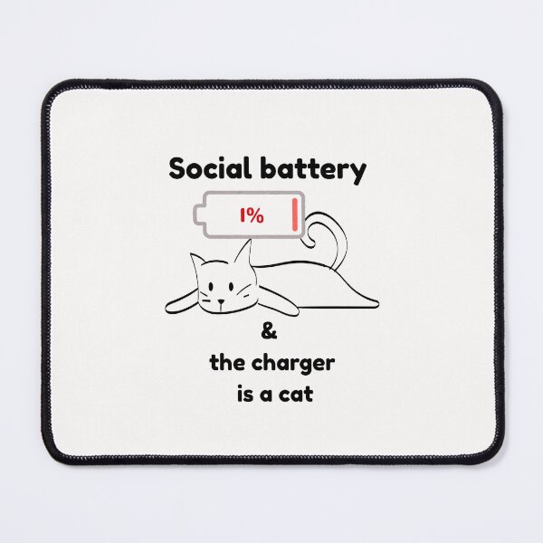 Item preview, Social Battery 1 Percent Cute Introvert Cat designed and sold by alizaussi.