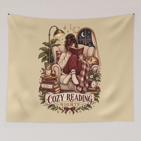 Item preview, Cozy Reading Nights Book Lover Cottagecore Reading designed and sold by Glitchart66.
