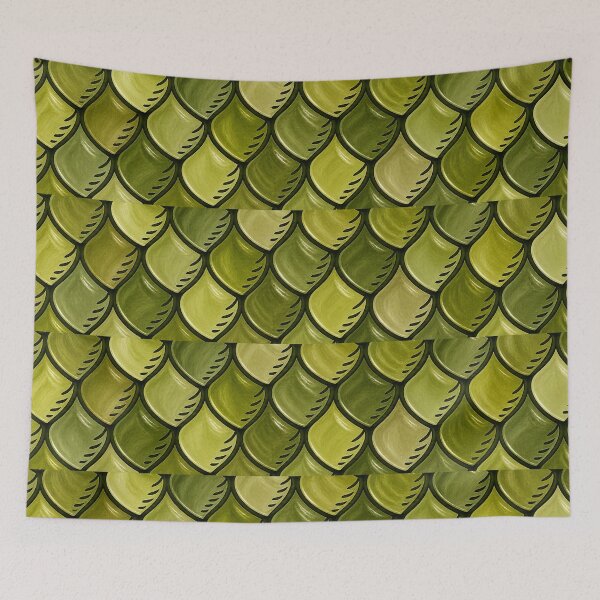 Item preview, Olive Fish Scale Pattern – Hand Painted Green Texture designed and sold by annenambiro.