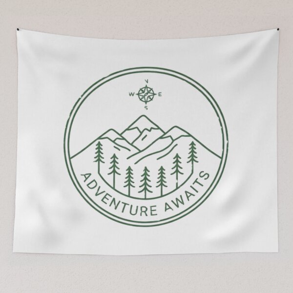 Item preview, Mountain Line Art Hiking Tee | Minimalist Outdoor Badge Shirt designed and sold by Ditstyle.