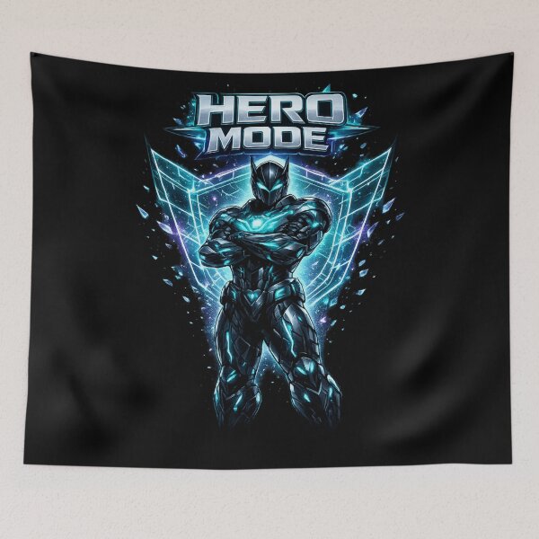 Item preview, Hero Mode Futuristic Warrior Blue Energy Inspirational Design designed and sold by irfanshikh.