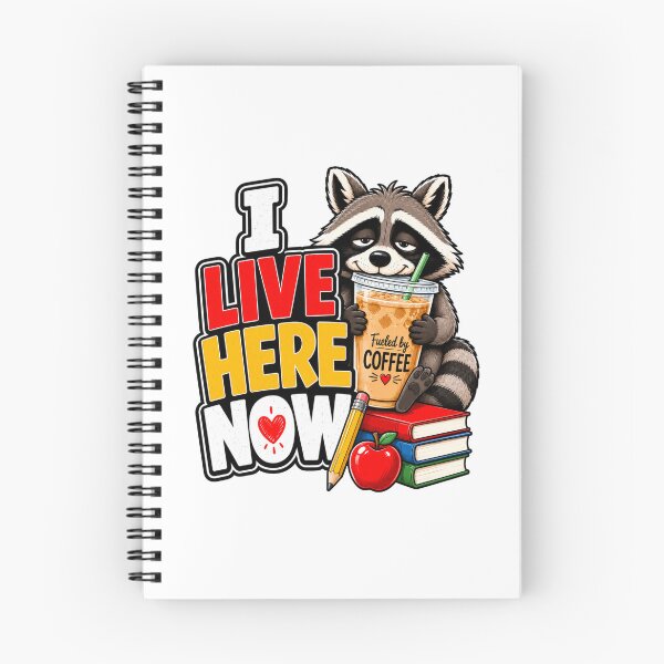 Item preview, I Live Here Now Raccoon Coffee Back to School Teacher Life designed and sold by WeirdlyMild.