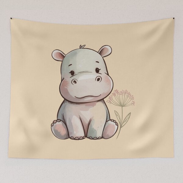 Item preview, cute cartoon hippo designed and sold by 123ks.
