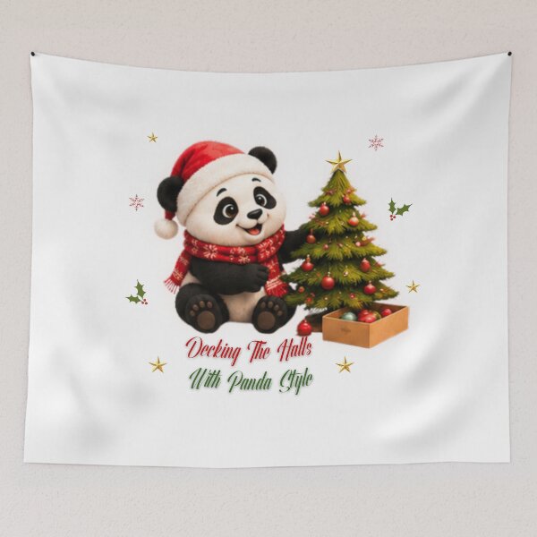 Item preview, Cute Christmas Panda Decorating Tree Holiday designed and sold by EnginerdStudio.