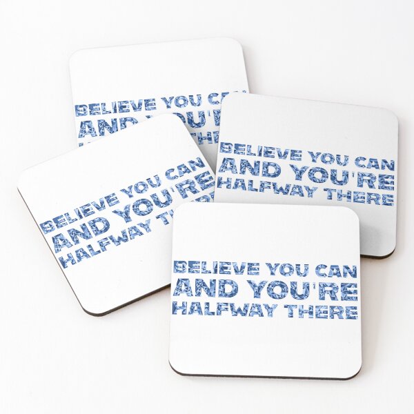 Item preview, "Believe You Can And You're Halfway There" Inspirational Quote Blue Triangular Mosaic Design designed and sold by DymondDesigns.