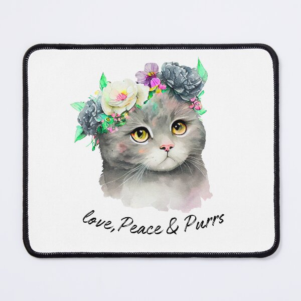 Item preview, Love, Peace & Purrs – Floral Crown Cat designed and sold by teeNova Wear.