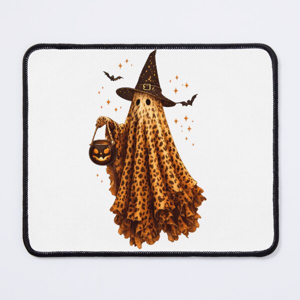 Item preview, Leopard Print Witch Ghost with Pumpkin | Boho Halloween Ghost Design designed and sold by MOCH- ART.