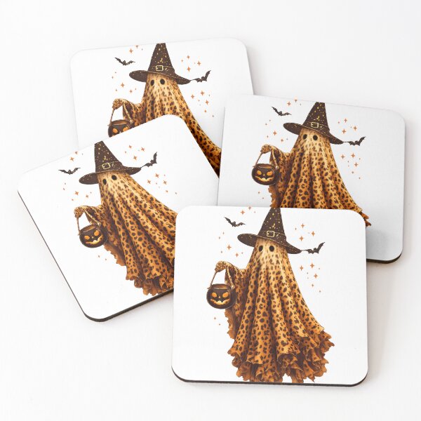 Item preview, Leopard Print Witch Ghost with Pumpkin | Boho Halloween Ghost Design designed and sold by MOCH- ART.