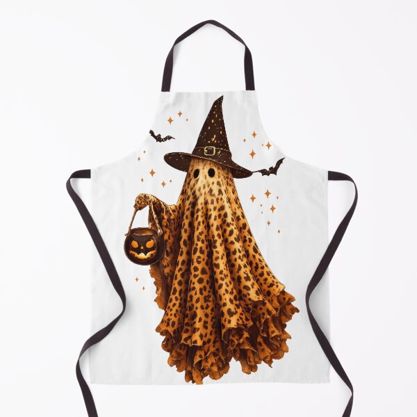Item preview, Leopard Print Witch Ghost with Pumpkin | Boho Halloween Ghost Design designed and sold by MOCH- ART.