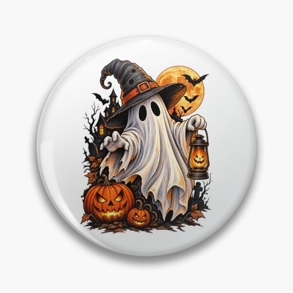 Item preview, Cute Halloween Ghost Witch with Pumpkin Lantern designed and sold by afr-saad.