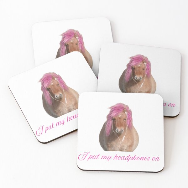 Item preview, "I put my headphones on" - Pony with pink hair and headphones designed and sold by DreamsPortal.