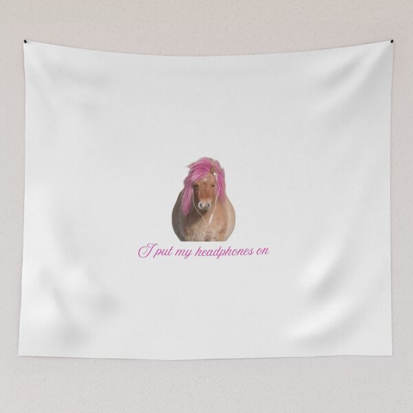 Item preview, "I put my headphones on" - Pony with pink hair and headphones designed and sold by DreamsPortal.