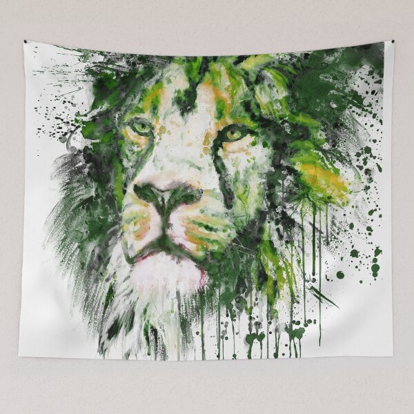 Item preview, Green Lion Watercolor Portrait designed and sold by caracatita75.
