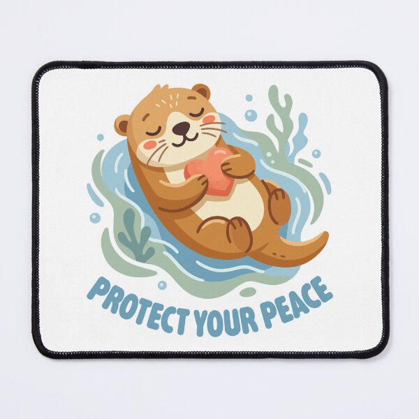 Item preview, Cute Floating Otter Protect Your Peace Graphic Illustration designed and sold by DiNata.