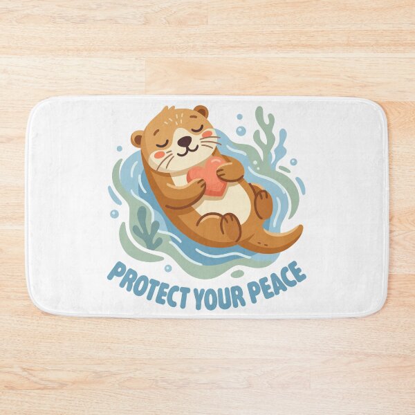 Item preview, Cute Floating Otter Protect Your Peace Graphic Illustration designed and sold by DiNata.