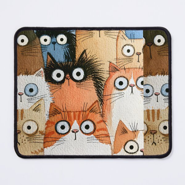 Item preview, Title: Cute Curious Cats – Whimsical Watercolor Cat Crowd designed and sold by KAM-KAM-STORE.