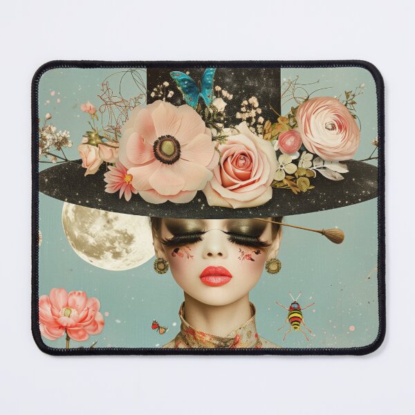 Item preview, Vintage Portrait with Hat and Flowers designed and sold by Soft Oddity.