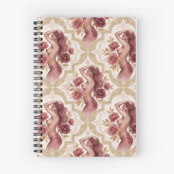 Item preview, Floral Nude Woman Pattern – Art Nouveau Boho Vintage Botanical Design designed and sold by HappyOops.