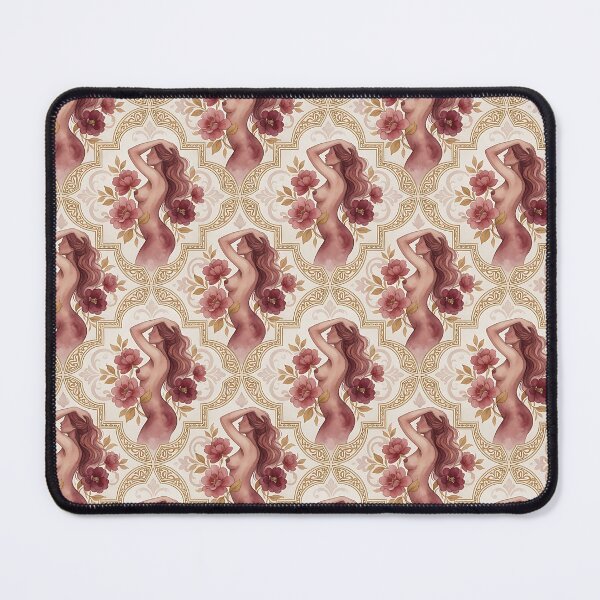 Item preview, Floral Nude Woman Pattern – Art Nouveau Boho Vintage Botanical Design designed and sold by HappyOops.