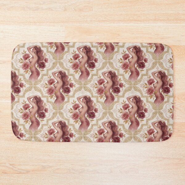 Item preview, Floral Nude Woman Pattern – Art Nouveau Boho Vintage Botanical Design designed and sold by HappyOops.