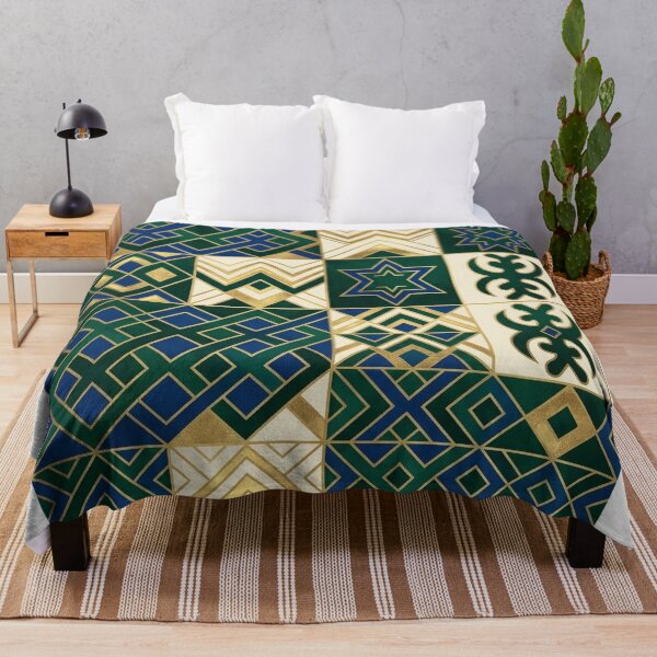 Item preview, Modern Kente Luxury Pattern | Emerald Green Gold Geometric African Design designed and sold by BloomyBCrafts.