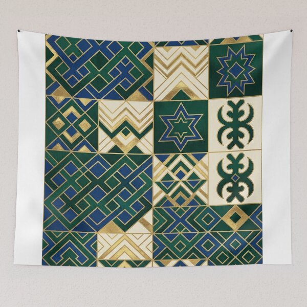 Item preview, Modern Kente Luxury Pattern | Emerald Green Gold Geometric African Design designed and sold by BloomyBCrafts.