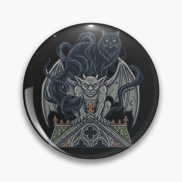 Item preview, Black Cat Perched on Rooftop Gargoyle Halloween designed and sold by MewSpooky.