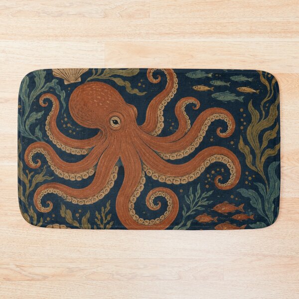 Item preview, Rust Octopus in Navy Medieval Coastal designed and sold by Planthem.