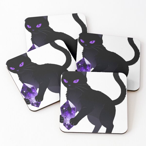 Item preview, Mystic Black Cat with Amethyst Crystal designed and sold by IllumeInk.
