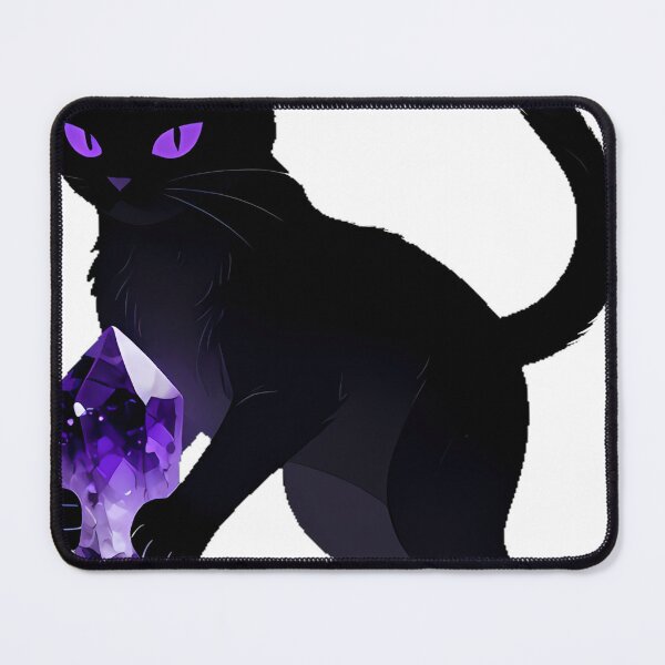Item preview, Mystic Black Cat with Amethyst Crystal designed and sold by IllumeInk.