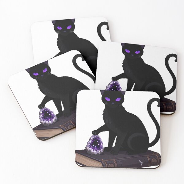 Item preview, Mystic Black Cat on Spellbook with Geode designed and sold by IllumeInk.