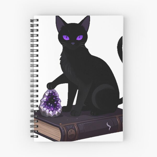 Item preview, Mystic Black Cat on Spellbook with Geode designed and sold by IllumeInk.