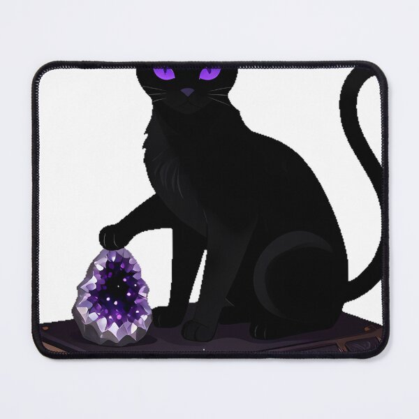 Item preview, Mystic Black Cat on Spellbook with Geode designed and sold by IllumeInk.