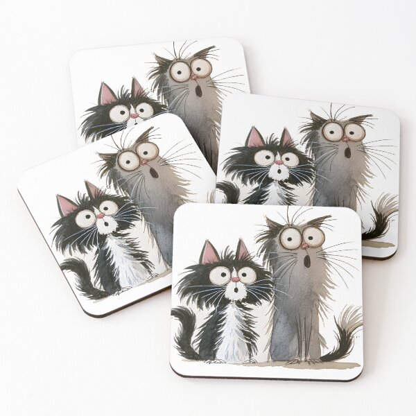 Item preview, Funny Surprised Cats – Quirky Watercolor Cat Duo designed and sold by KAM-KAM-STORE.