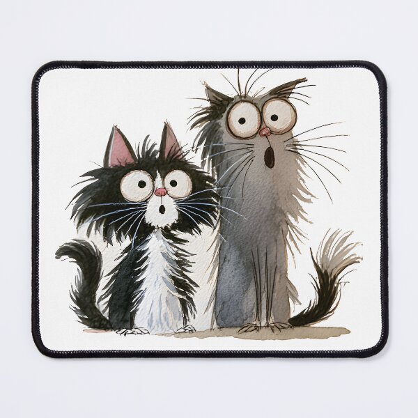 Item preview, Funny Surprised Cats – Quirky Watercolor Cat Duo designed and sold by KAM-KAM-STORE.